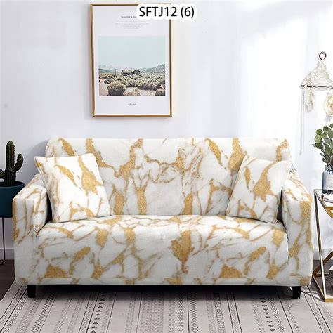 Marble Abstract Sectional Sofa Cover Stripe Sofa Cover Ink Wave Elastic