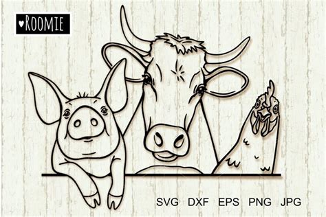 Farm Animals Svg For Cricut Cow Pig Rooster Farmhouse