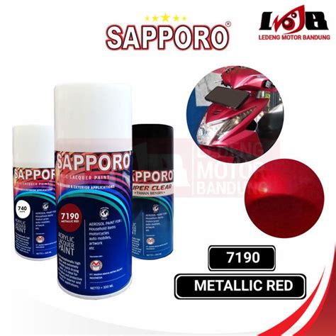 Sapporo Metallic Red Cat Semprot Aerosol Pilox Warna Merah Metal