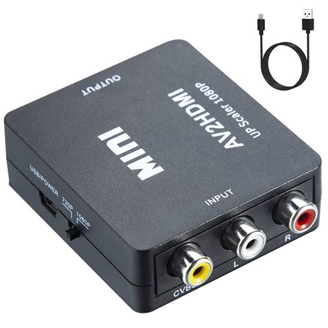 10Gtek Convertisseur AV Vers HDMI Adaptateur RCA Vers HDMI 1080p 3RCA