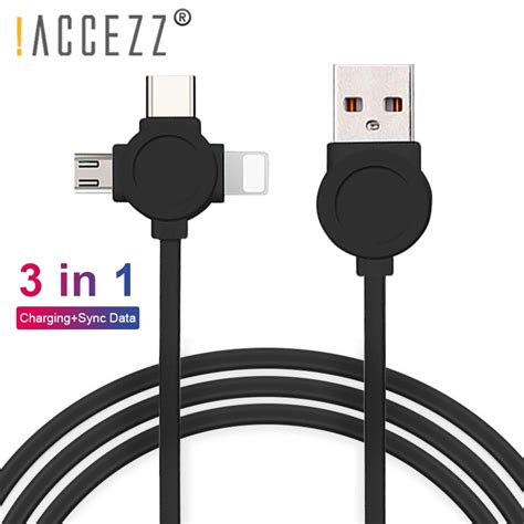 Accezz Tpe Usb Charging Cable Lighting For Iphone X Plus Micro Usb