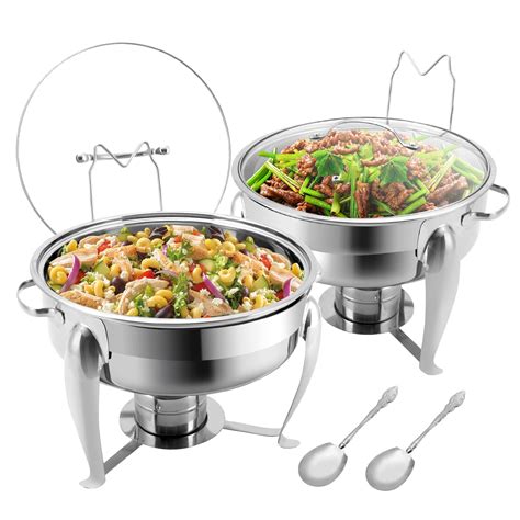 Brisunshine 2 Packs 6 Qt Chafing Dish Buffet Set With Serving Spoons