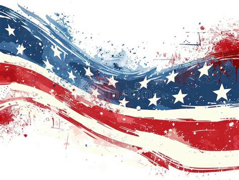 Abstract American Flag with Red, White, and Blue Paint Splashes and ...