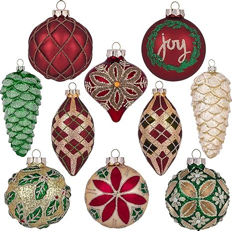 Amazon Valery Madelyn Glass Christmas Ornaments Set Ct Red