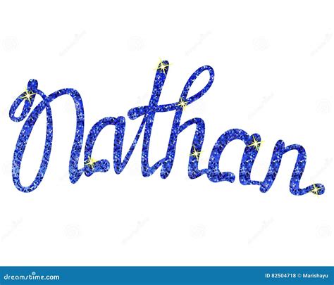 Nathan Name Lettering Blue Tinsels Stock Vector Illustration Of Word