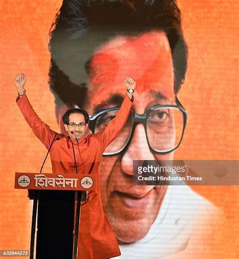 175 Shiv Sena Chief Uddhav Thackeray Addresses A Rally In Mumbai Stock