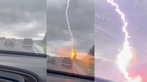 Fulmine Colpisce In Pieno L Auto Durante Un Temporale Tutti Illesi