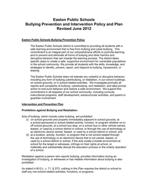 Eps Bullying Prevention Plan