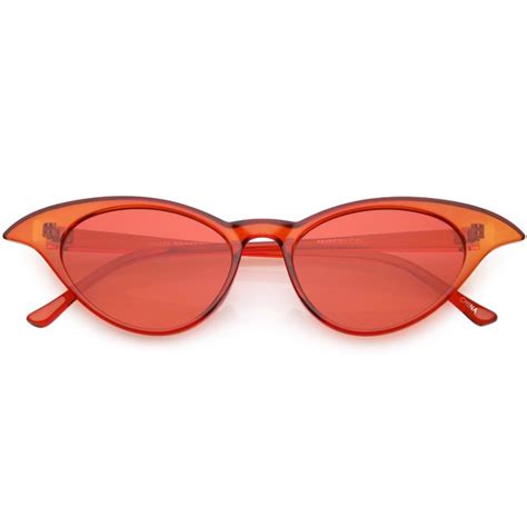 Translucent Retro Cat Eye Sunglasses Color Tinted Lens 52mm Red