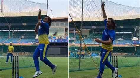 Ipl Watch Ms Dhoni Rolls His Arms In The Nets Ahead Of Csks