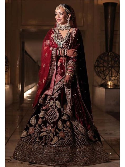 Sabyasachi Inspired Dark Maroon Wedding Lehenga Bridal Lehenga Red