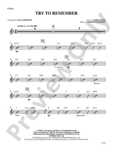 Try to Remember (from The Fantasticks): Guitar: Guitar Part - Digital ...