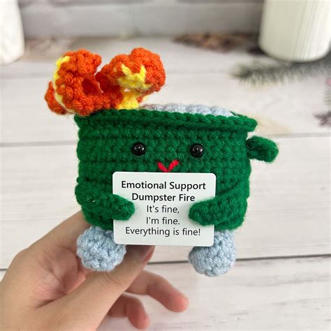 Crochet Emotional Support Dumpster Fire Amigurumi,burning Trash Can