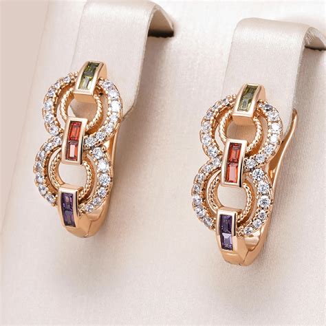 Kinel 585 Rose Gold Color Drop Earrings Women Geometry 8 Shapes