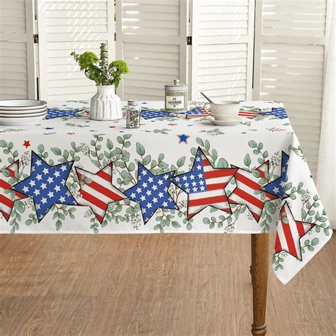 Th Of July Tablecloth X Inch Patriotic Eucalyptus Star