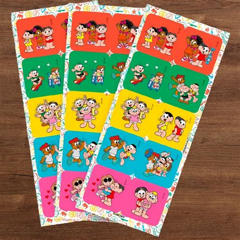 Adesivo Quadrado - Turma da Mônica - 4cm - 30 adesivos unidades ...