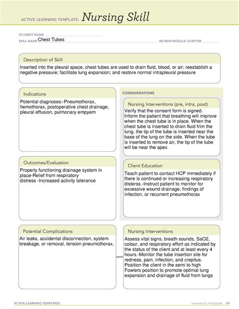 Chest Tube Nursing Skill Template