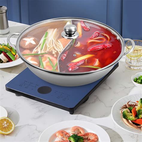 Delavala Steel Hot Pot With Divider And Glass Lid Shabu Shabu Set For