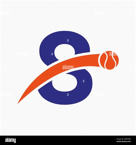 Tennis Logo On Letter 8 With Moving Tennis Ball Icon Tennis Logo