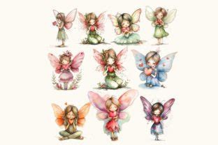 Watercolor Fairies With Hearts Cliparts Graphic By Monsoon Publishing