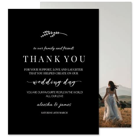 Black And White Wedding Thank You Cards