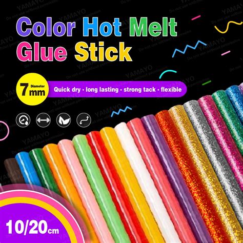 7mm Colourful Hot Glue Stick Solid Colours Melt DIY Craft Glue Gun Refills Sticks Glitter