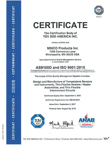 Keeping Up With The As9100 Standard Minco Is Now Iso90012015 And As9100d Certified Minco