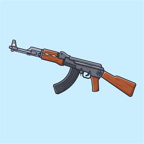 Premium Vector AK47 Assault Riffle Military Equipment Illustration