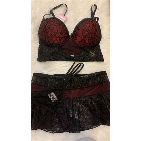 Lingerie Vermelha E Preta Saia Shopee Brasil