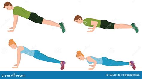 Boy Doing Push-up Exercise On A Floor Mat Vector Illustration. Man ...