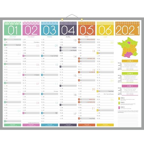 Bouchut Tendance Calendrier Bancaire 6 Mois Par Face 21 X 265 Cm