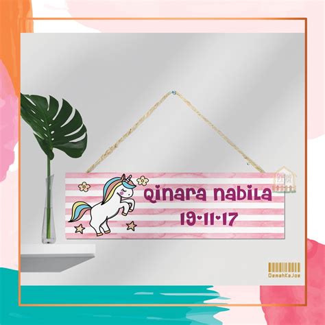 Jual Oemah KAjOE Walldecor Hiasan Dinding Pintu Kamar Cute Unicorn Vol