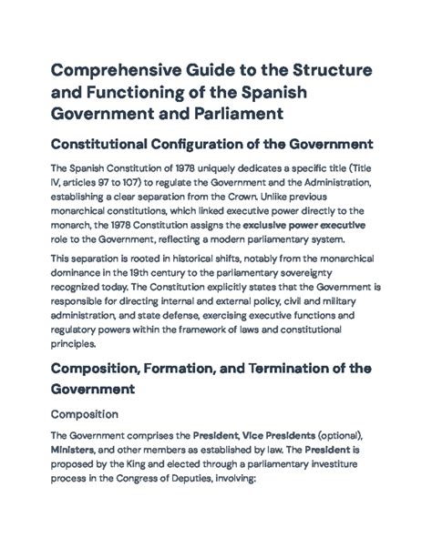 The Spanish Government A Quick Overview Structure Key Ministries And Current Political Landscape