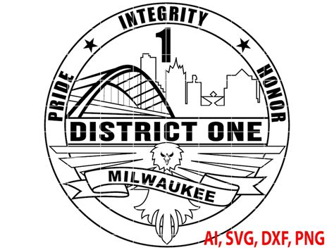 Milwaukee Police District One Badge Logo Seal Custom Ai Vector
