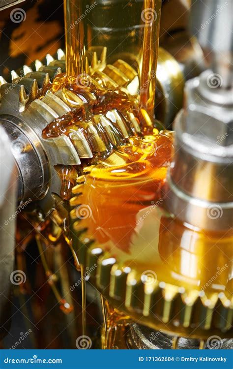 Metalworking Gearwheel Machining With Oil Lubrication Stock Photo