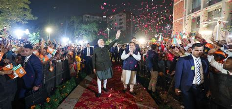 Pm Modi Attends Victory Celebrations At Bjp Hq After Triumph In Three States