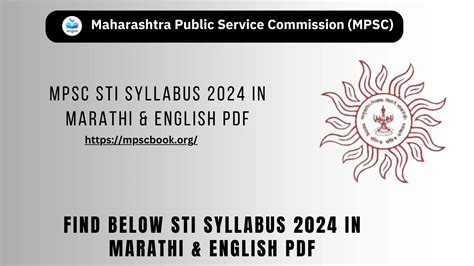 Mpsc Sti Syllabus In Marathi English Pdf Mpscbook Org