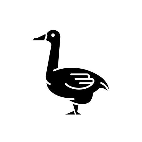 Goose Black Glyph Icon Domestic Bird Bred For Meat Poultry Farming