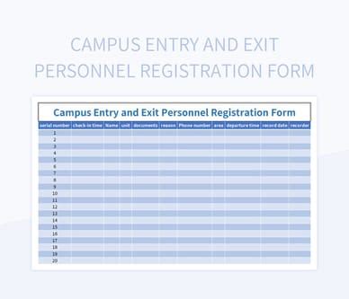 Campus Entry And Exit Personnel Registration Form Excel Template And