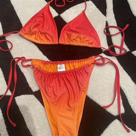 Target Triangle Bikini Cute Orange To Red Ombre Depop