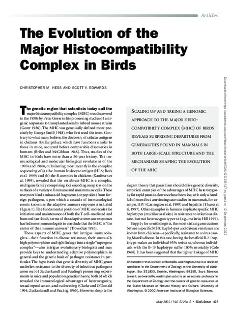 (PDF) The Evolution of the Major Histocompatibility Complex in Birds ...