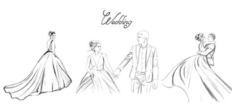 Premium Vector Wedding Couple Line Set