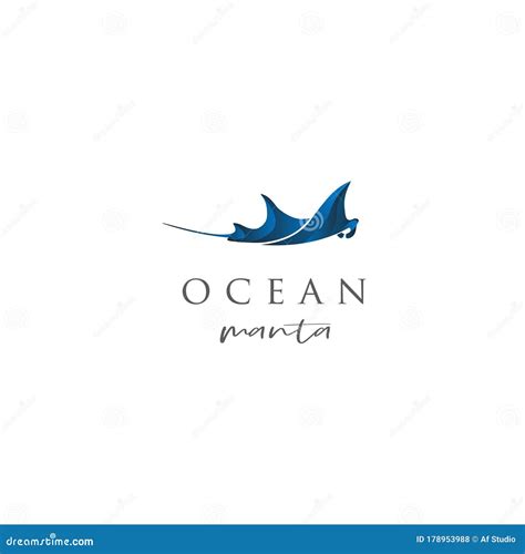 Blue Manta Ocean Sea Wave Logo Design Vector Stock Vector