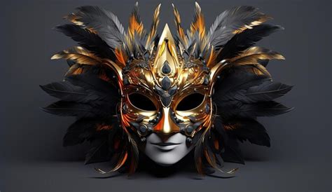 Premium AI Image Black And Gold Carnival Mask In The Style Of