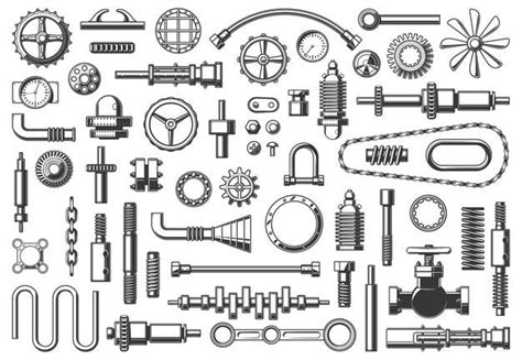 Premium Vector Machine Parts Chain Pipe And Coupling Gear Or Pinion