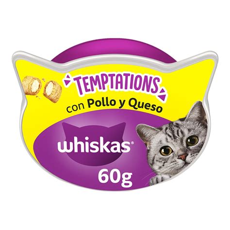 Snack Para Gatos Adultos Whiskas Temptations Pollo Y Queso 60 G