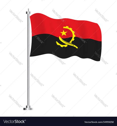 Angolan Flag Isolated Wave Flag Angola Country Vector Image