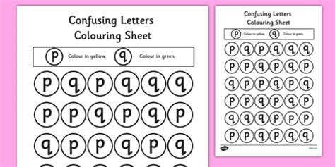 Free Confusing Letters Colouring Worksheets P And Q
