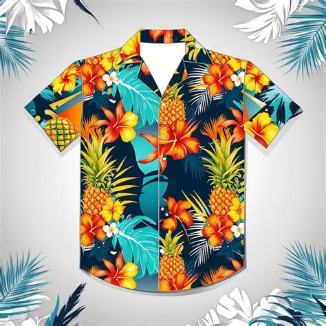 Flat Design Pattern Design Of Hawaiian Shirt Premium Ai Generated Image