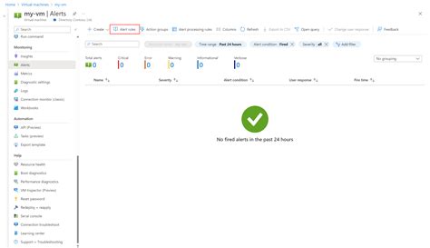 How can I configure an Azure alert to notify me when an IIS website in a VM goes down?